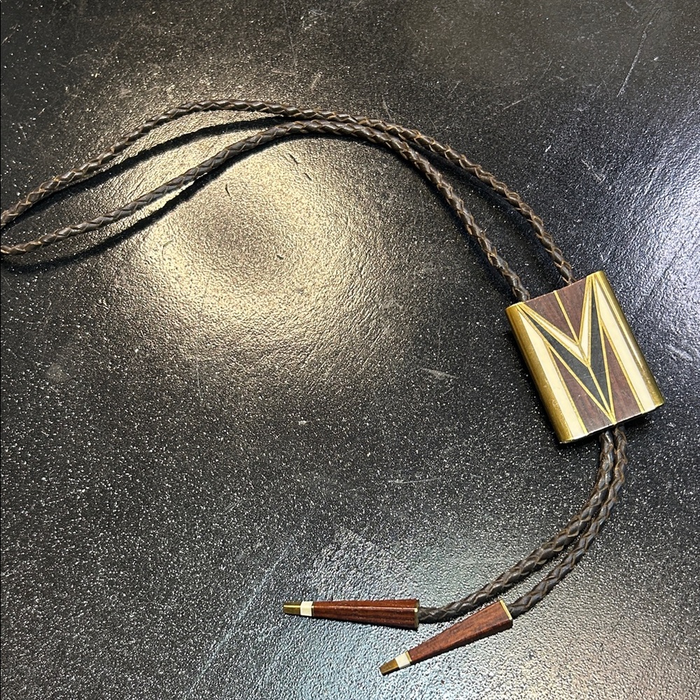 Elegant Gold and Brown Bolo Tie